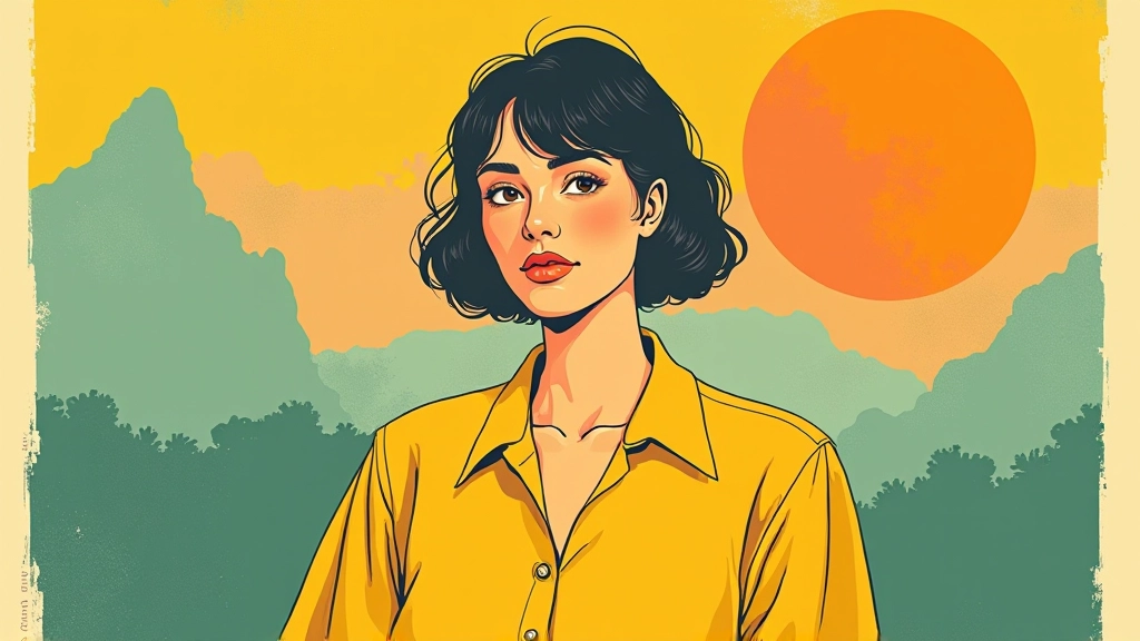 Vintage Illustrationsstil mit bunten geometrischen Formen und retro Farbpalette auf hellem Hintergrund